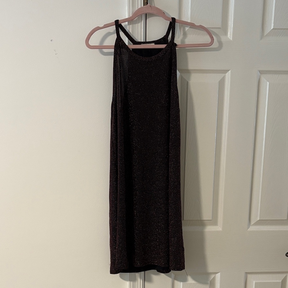 Black With Rose Gold Sparkly Sleeveless Dress
